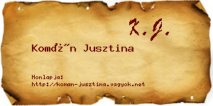 Komán Jusztina névjegykártya